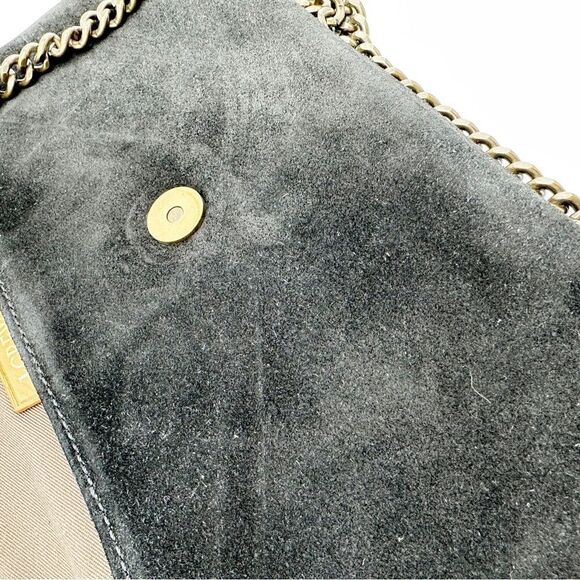 J.CREW Suede Envelope Foldover Chain Strap Shoulder Bag Black - Picture 7 of 12